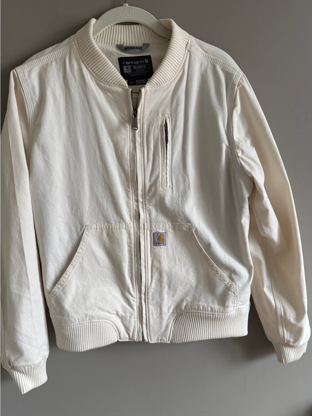 Carhartt Cream Zip-Front Work Jacket